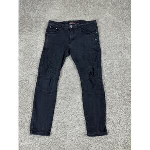 Copper Rivet Jeans Mens 34 Black Skinny Stretch Distressed Cotton Blend 34x28
